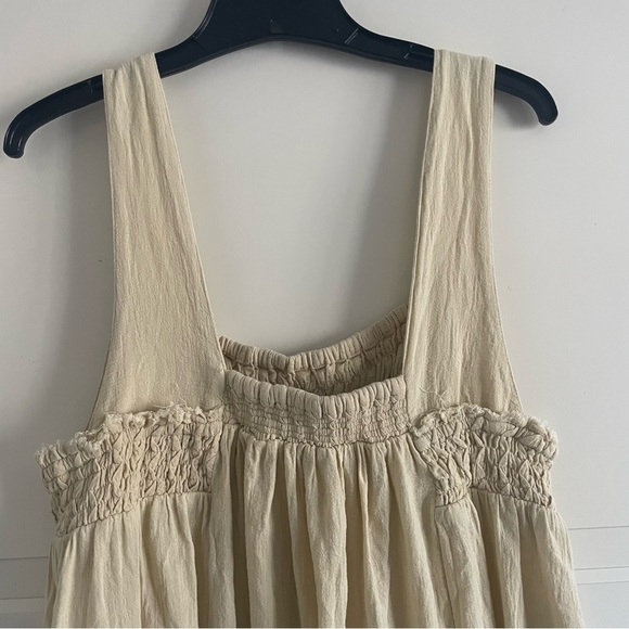 Free People Delphine Midi Dress in Pampas Beige Smocked 20158 - Picture 4 of 8